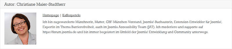 Beispiel: Autorenbox für Joomla! von Christiane Maier-Stadtherr