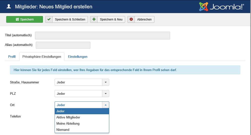 Mitglied Privatsphäre